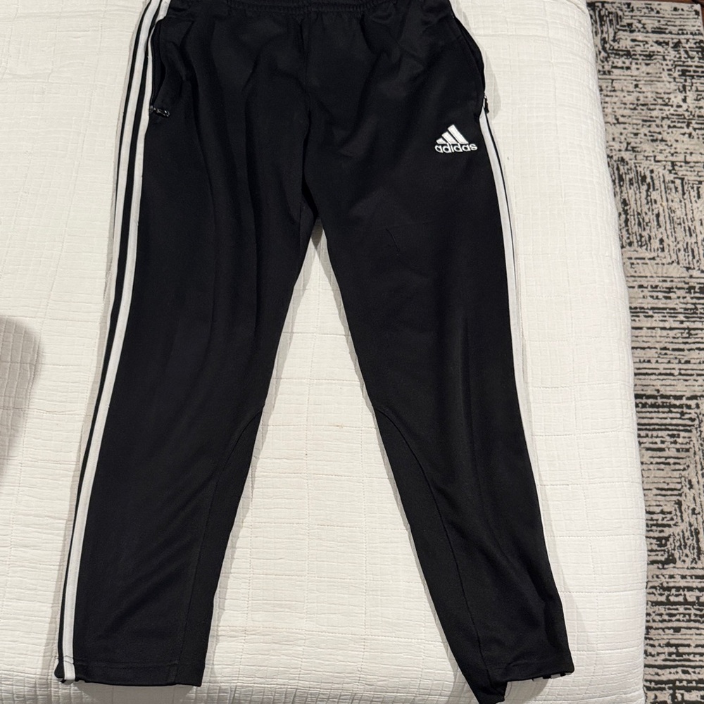 Adidas Black Leggings with White Stripes